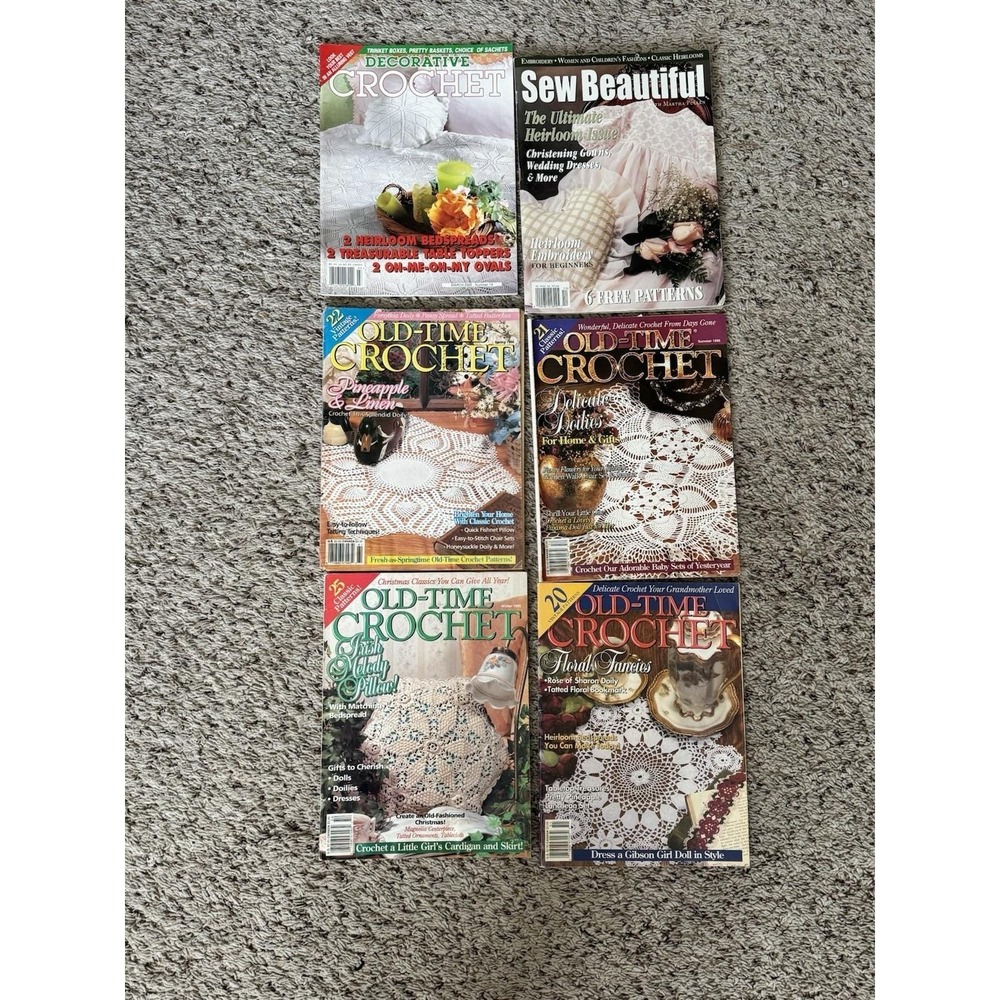 Old Time Crochet Miscellaneous Magazines 1990's - 2000 Complete Years Lot Of 6